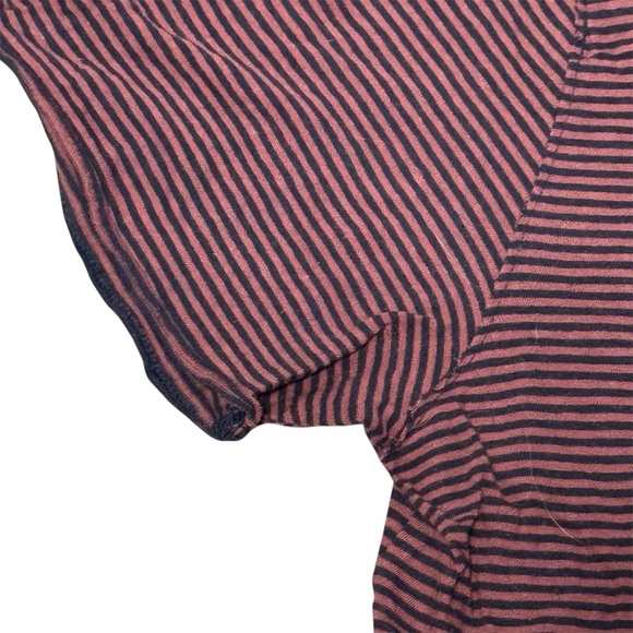 ALL SAINTS Men’s Short Sleeve Maroon/ Black Horizontal Stripped Tee - XLarge - Picture 3 of 4